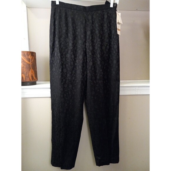 Josephine Chaus Womens Black Floral Patterned Dress Pants Size 12 - Picture 1 of 8